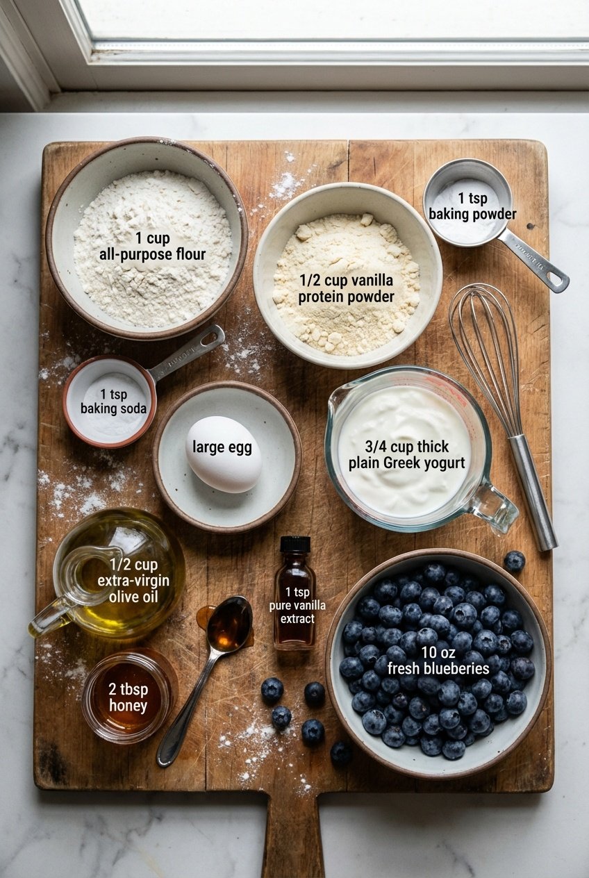 The SECRET to Moist Yogurt Blueberry Protein Muffins Ingredients