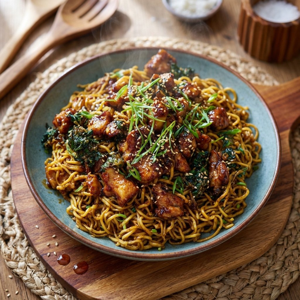Ultimate Sticky Garlic Chicken Noodles: A 20-Minute Game-Changer